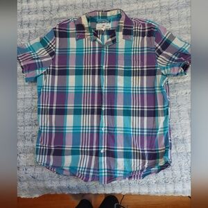 Old Navy Plaid Shirt - Purple‎ and Blue Large